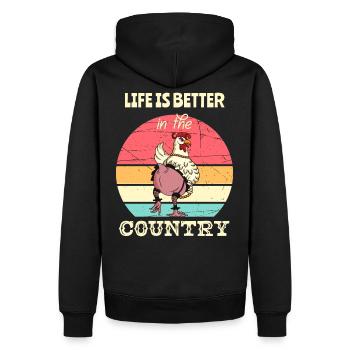 Life Is Better In The Country - Agriculteur fier - Sweat à capuche Premium bio Homme - noir - Dos - Nico (187cm)
