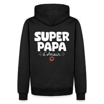 Papa drôle Fête des Pères Super papa d'amour - Sweat à capuche Premium bio Homme - noir - Dos - Nico (187cm)