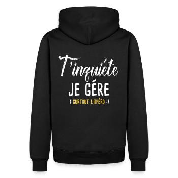 T'inquiéte je gére surtout l'apéro - Sweat à capuche Premium bio Homme - noir - Dos - Nico (187cm)