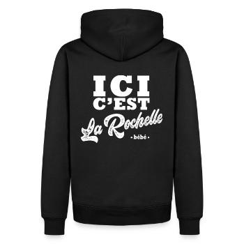 La rochelle Humour Rochelais - Sweat à capuche Premium bio Homme - noir - Dos - Nico (187cm)