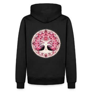 Mandala de l’arbre contemplatif - Sweat à capuche Premium bio Homme - noir - Dos - Nico (187cm)
