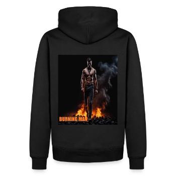Burning Man3 - Männer Premium Bio Hoodie - Schwarz - Hinten - Nico (187cm)