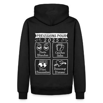Prévisions pour 2025,future mama,futur papa - Sweat à capuche Premium bio Homme - noir - Dos - Nico (187cm)