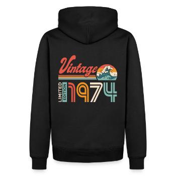 1974 Anniversaire Cadeau Né en 1974 - Sweat à capuche Premium bio Homme - noir - Dos - Nico (187cm)