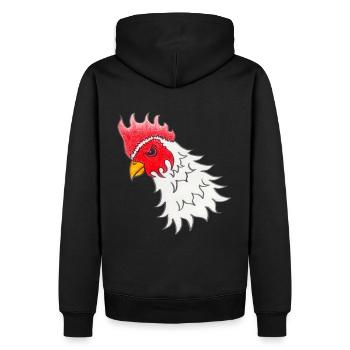 Hahn - Männer Premium Bio Hoodie - Schwarz - Hinten - Nico (187cm)