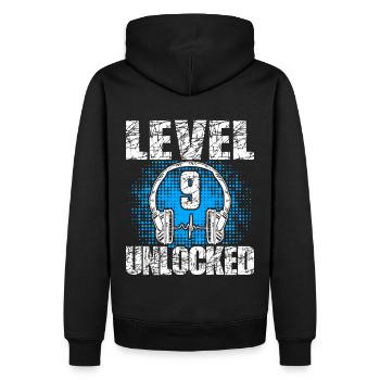Niveau 9 Cadeau d’anniversaire débloqué 9 ans 9. - Sweat à capuche Premium bio Homme - noir - Dos - Nico (187cm)
