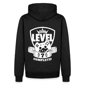Level 7 Complete Geburtstagsgeschenk 7 Jahre Gamer - Männer Premium Bio Hoodie - Schwarz - Hinten - Nico (187cm)