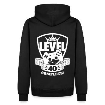 Niveau 40 Cadeau d’anniversaire complet 40 ans - Sweat à capuche Premium bio Homme - noir - Dos - Nico (187cm)