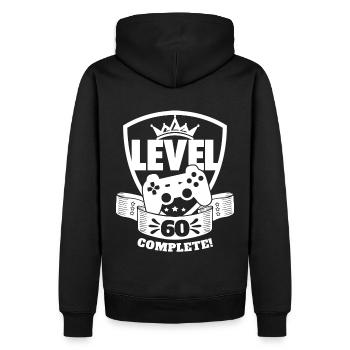 Niveau 60 Cadeau d’anniversaire complet 60 ans - Sweat à capuche Premium bio Homme - noir - Dos - Nico (187cm)