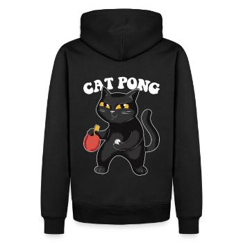 Tennis de Table Chat Ping-Pong Tenue Cat Pong - Sweat à capuche Premium bio Homme - noir - Dos - Nico (187cm)