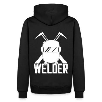 Casque de soudeur pour fiers métallurgistes - Sweat à capuche Premium bio Homme - noir - Dos - Nico (187cm)