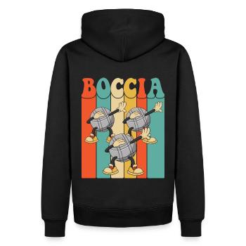 Joueur de boccia tamponnant la balle de boccia avec le boccia - Sweat à capuche Premium bio Homme - noir - Dos - Nico (187cm)
