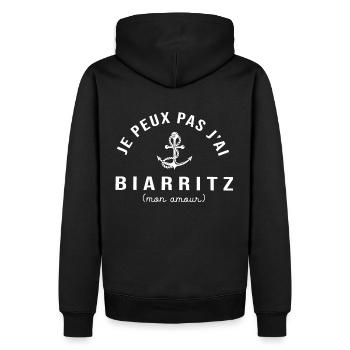 je peux pas j ai biarritz cadeau cool pays basque - Sweat à capuche Premium bio Homme - noir - Dos - Nico (187cm)