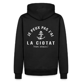 La Ciotat je peux pas jai La Ciotat cadeau cool 13 - Sweat à capuche Premium bio Homme - noir - Dos - Nico (187cm)