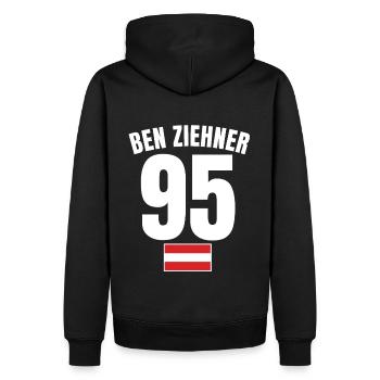 Lustiges Ben Ziehner Trikot Party Retro Design - Männer Premium Bio Hoodie - Schwarz - Hinten - Nico (187cm)