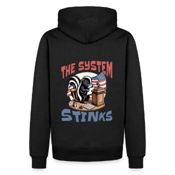 Politics system stinks - Men’s Premium Organic Hoodie - black - Back - Nico (187cm)