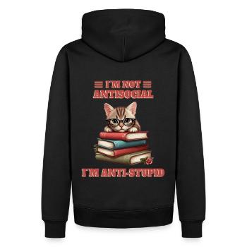 Schlaue Baby Katze - Männer Premium Bio Hoodie - Schwarz - Hinten - Nico (187cm)