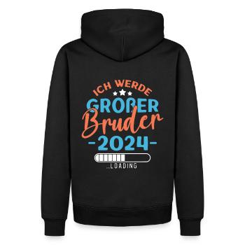Großer Bruder 2024 Jungen Geschwister Geburt - Männer Premium Bio Hoodie - Schwarz - Hinten - Nico (187cm)