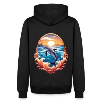 Delfin - Männer Premium Bio Hoodie - Schwarz - Hinten - Nico (187cm)