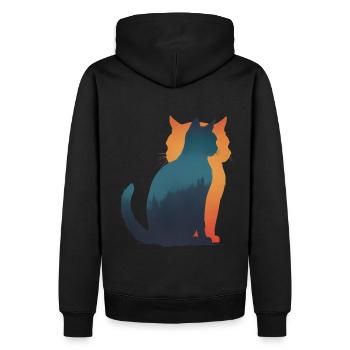 Schattenspiel: Katze im Wald - Männer Premium Bio Hoodie - Schwarz - Hinten - Nico (187cm)