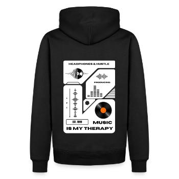 Music is my Therapy - Männer Premium Bio Hoodie - Schwarz - Hinten - Nico (187cm)