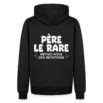 Papa T-shirt drole Fête des Pères Père le rare - Sweat à capuche Premium bio Homme - noir - Dos - Nico (187cm)