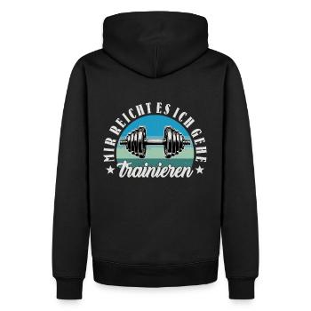 Fitness Mir Reicht Es Ich Geh Trainieren Hantel - Männer Premium Bio Hoodie - Schwarz - Hinten - Nico (187cm)