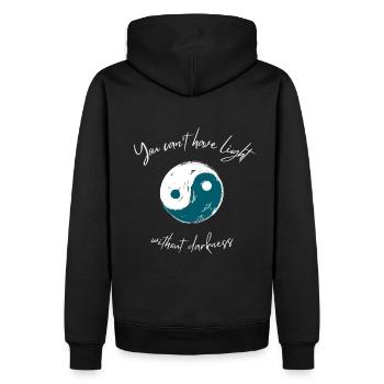 Yin Yang vous ne pouvez pas avoir de lumière sans obscurité - Sweat à capuche Premium bio Homme - noir - Dos - Nico (187cm)
