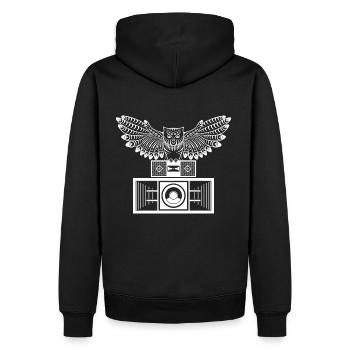 Owl system tekno 23 - Männer Premium Bio Hoodie - Schwarz - Hinten - Nico (187cm)