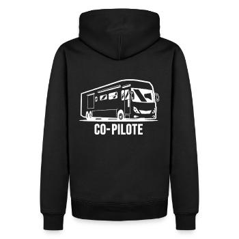 camping car co-pilote - Sweat à capuche Premium bio Homme - noir - Dos - Nico (187cm)