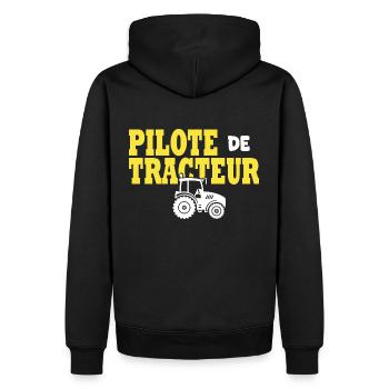 tracteur humour pilote de tracteur drôles paysan - Sweat à capuche Premium bio Homme - noir - Dos - Nico (187cm)