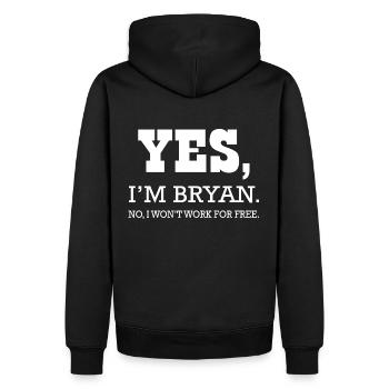 Bryan Ja, ich bin nicht Hemd Bryan für Mann - Männer Premium Bio Hoodie - Schwarz - Hinten - Nico (187cm)