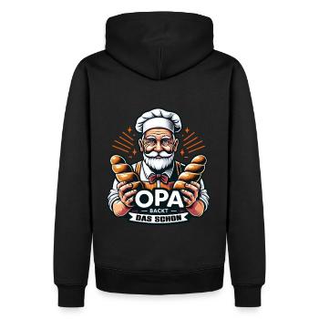 Opa backt das schon - Bäcker mit Broten - Männer Premium Bio Hoodie - Schwarz - Hinten - Nico (187cm)