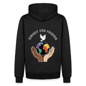 L’unité pour la paix - Sweat à capuche Premium bio Homme - noir - Dos - Nico (187cm)