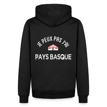 je peux pas j ai pays basque cadeaur pour basque - Sweat à capuche Premium bio Homme - noir - Dos - Nico (187cm)