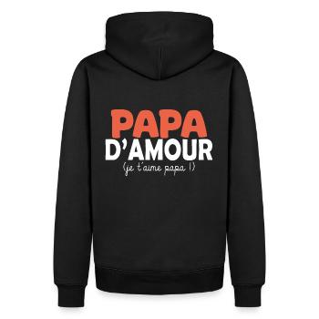 papa d amour je t aime papa - Sweat à capuche Premium bio Homme - noir - Dos - Nico (187cm)