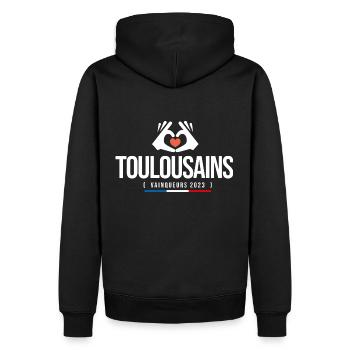 Toulouse football vainqueurs 2023 Foot - Sweat à capuche Premium bio Homme - noir - Dos - Nico (187cm)