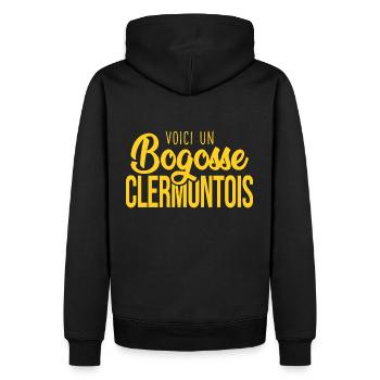 Bogosse Clermontois supporter rugby Clermont - Sweat à capuche Premium bio Homme - noir - Dos - Nico (187cm)