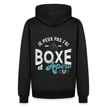 je peux pas j ai boxe et apéro Humour boxe - Sweat à capuche Premium bio Homme - noir - Dos - Nico (187cm)
