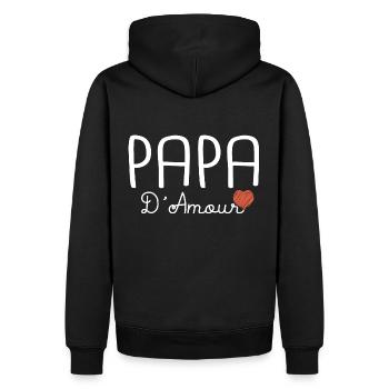 papa d amour T shirt famille - Sweat à capuche Premium bio Homme - noir - Dos - Nico (187cm)