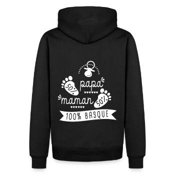 bebe naissance 100 % basque grossesse enceinte - Sweat à capuche Premium bio Homme - noir - Dos - Nico (187cm)