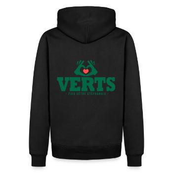 j aime les verts football stéphanois Saint étienne - Sweat à capuche Premium bio Homme - noir - Dos - Nico (187cm)