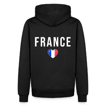 Drapeau France français - Sweat à capuche Premium bio Homme - noir - Dos - Nico (187cm)