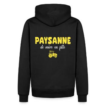 Tracteur paysanne de mère en fille agricultrice - Sweat à capuche Premium bio Homme - noir - Dos - Nico (187cm)