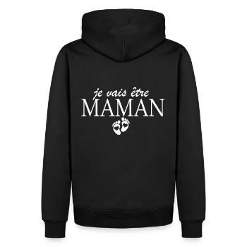 annonce grossesse future maman bébé - Sweat à capuche Premium bio Homme - noir - Dos - Nico (187cm)