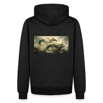 Dragon Attack colored - Männer Premium Bio Hoodie - Schwarz - Hinten - Nico (187cm)