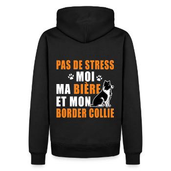 Border collie T shirt homme humour border collie - Sweat à capuche Premium bio Homme - noir - Dos - Nico (187cm)