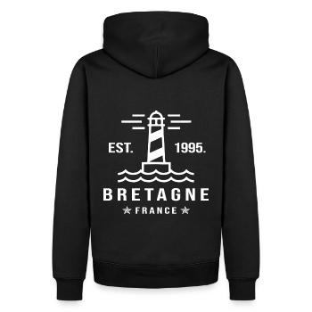 Bretagne breton cadeau cool bzh - Sweat à capuche Premium bio Homme - noir - Dos - Nico (187cm)