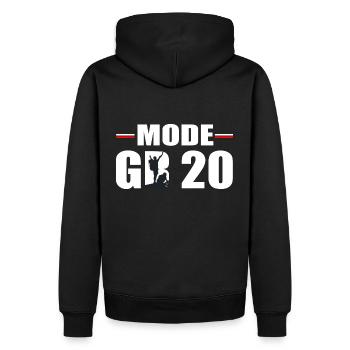 Wandermodus GR 20 Korsika Wandern - Männer Premium Bio Hoodie - Schwarz - Hinten - Nico (187cm)