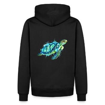 Plongée sous-marine aux couleurs du jade - Sweat à capuche Premium bio Homme - noir - Dos - Nico (187cm)